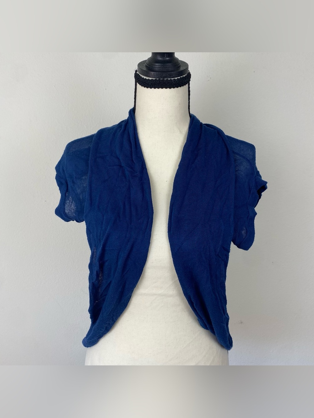Absolutely Navy Open-Front Short Sleeve Shrug